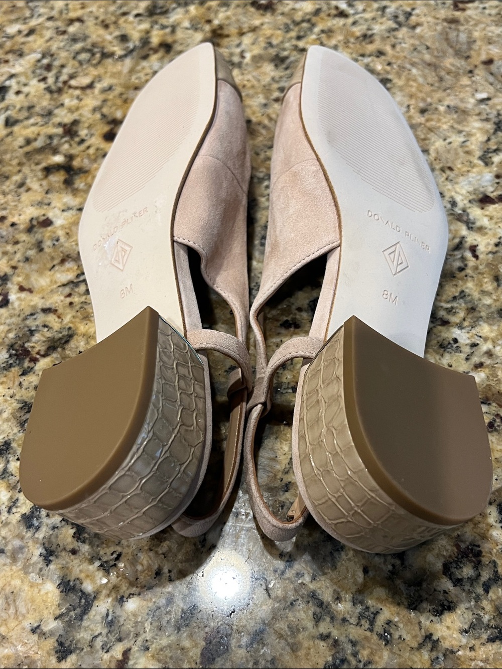 Donald J. Pliner Suede Slingback Flats with Croc-Toe Cap - Picture 7 of 10